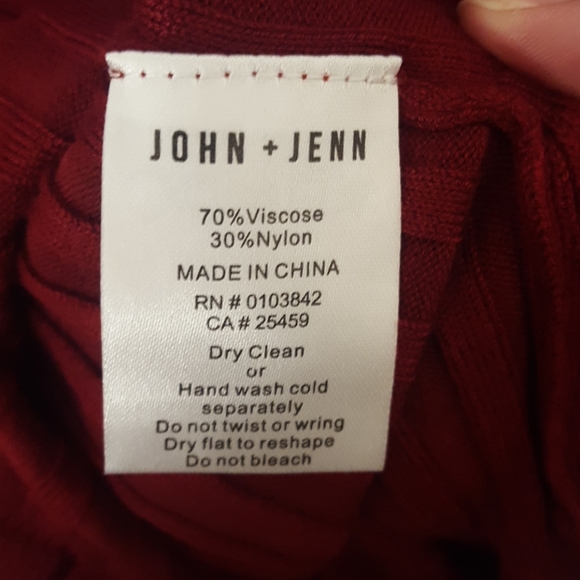 John + Jenn Judith Ribbed Ruffle Trim Dress, Red - Picture 7 of 8